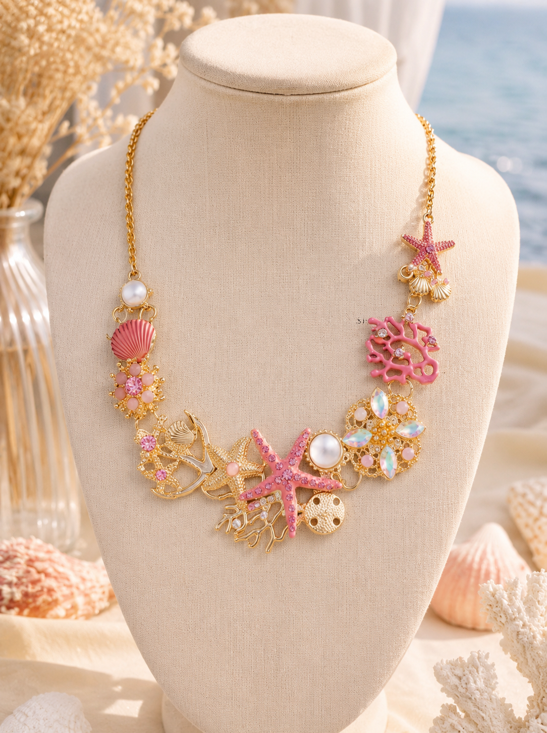 Pink Starfish Summer Necklace
