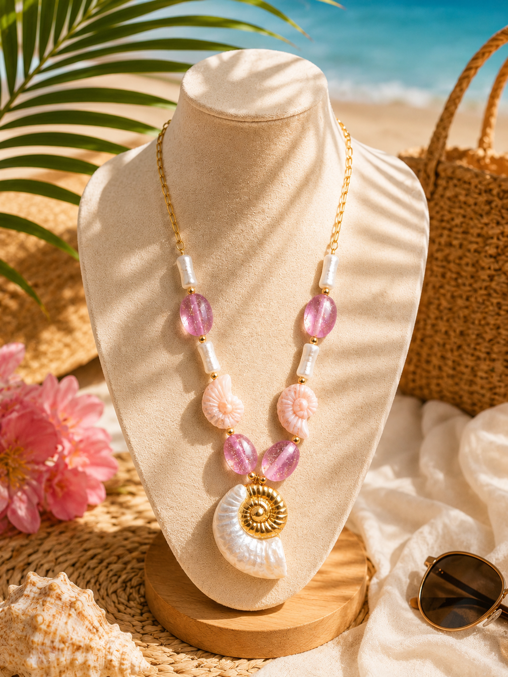 Seashell and Glitter Necklace