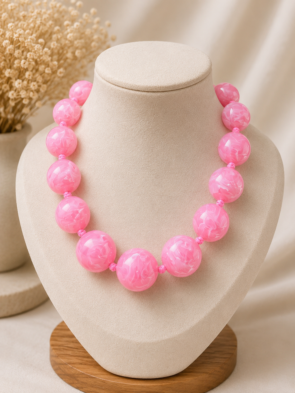 Large Pink Beads Necklace