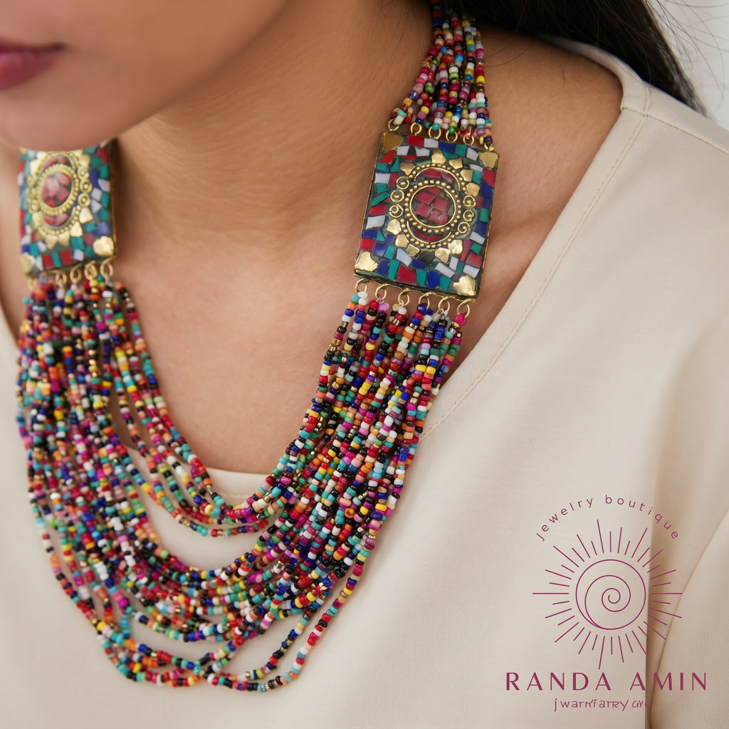 Indian Copper & Mosiac Necklace