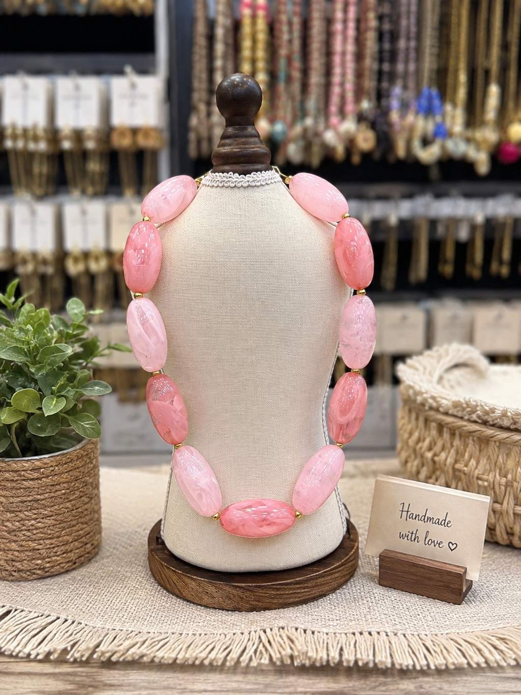 Pink Large Beads Necklace
