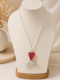 Transparent Beads Necklace and Red Glitter Pendant