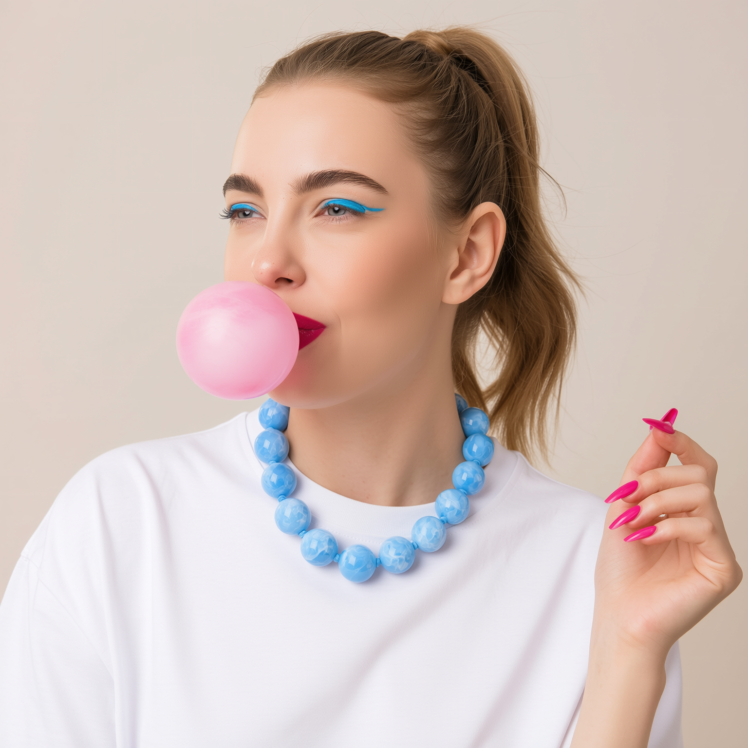 Large Sky Blue Beads Necklace