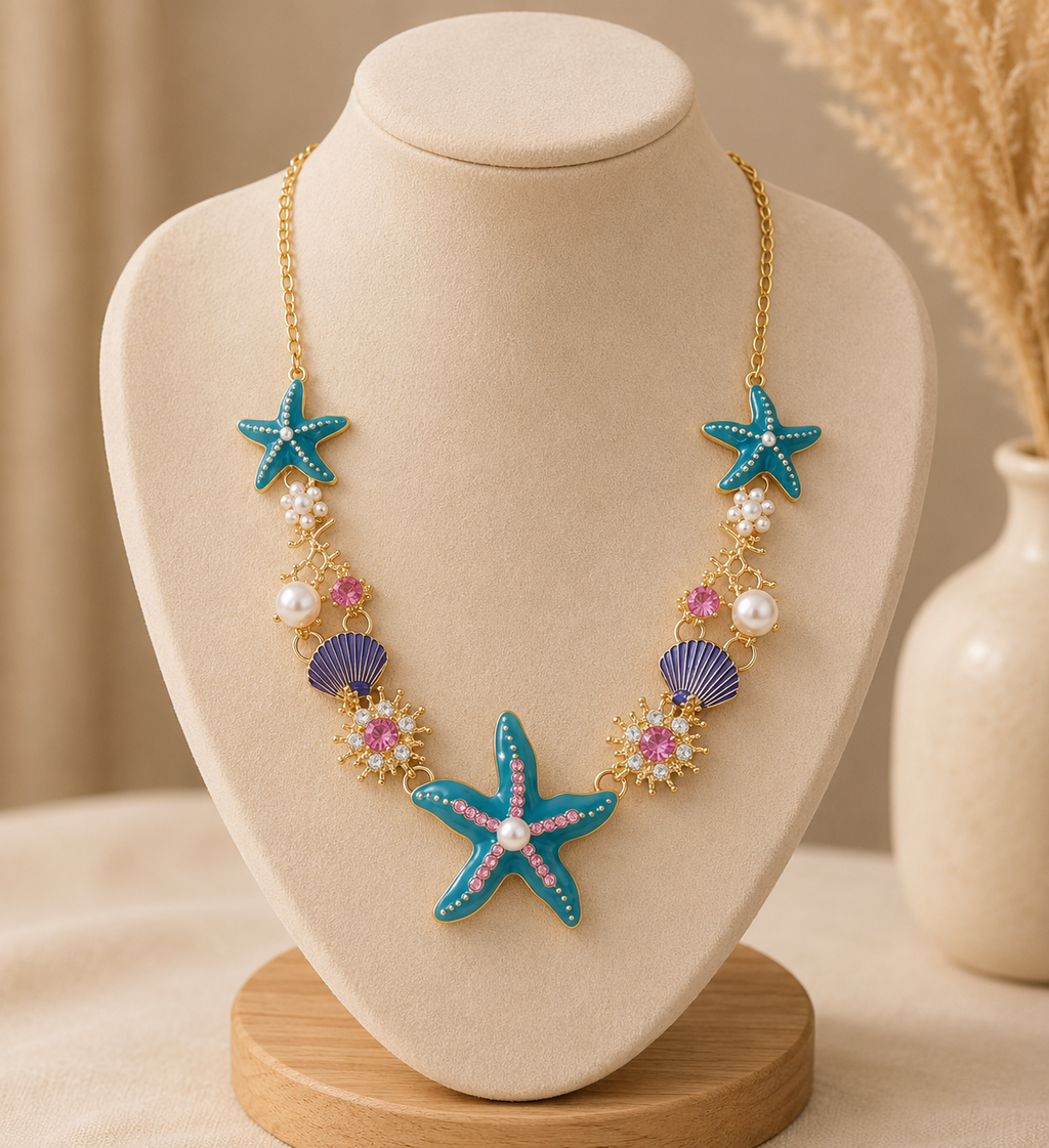 Blue Starfish Summer Necklace