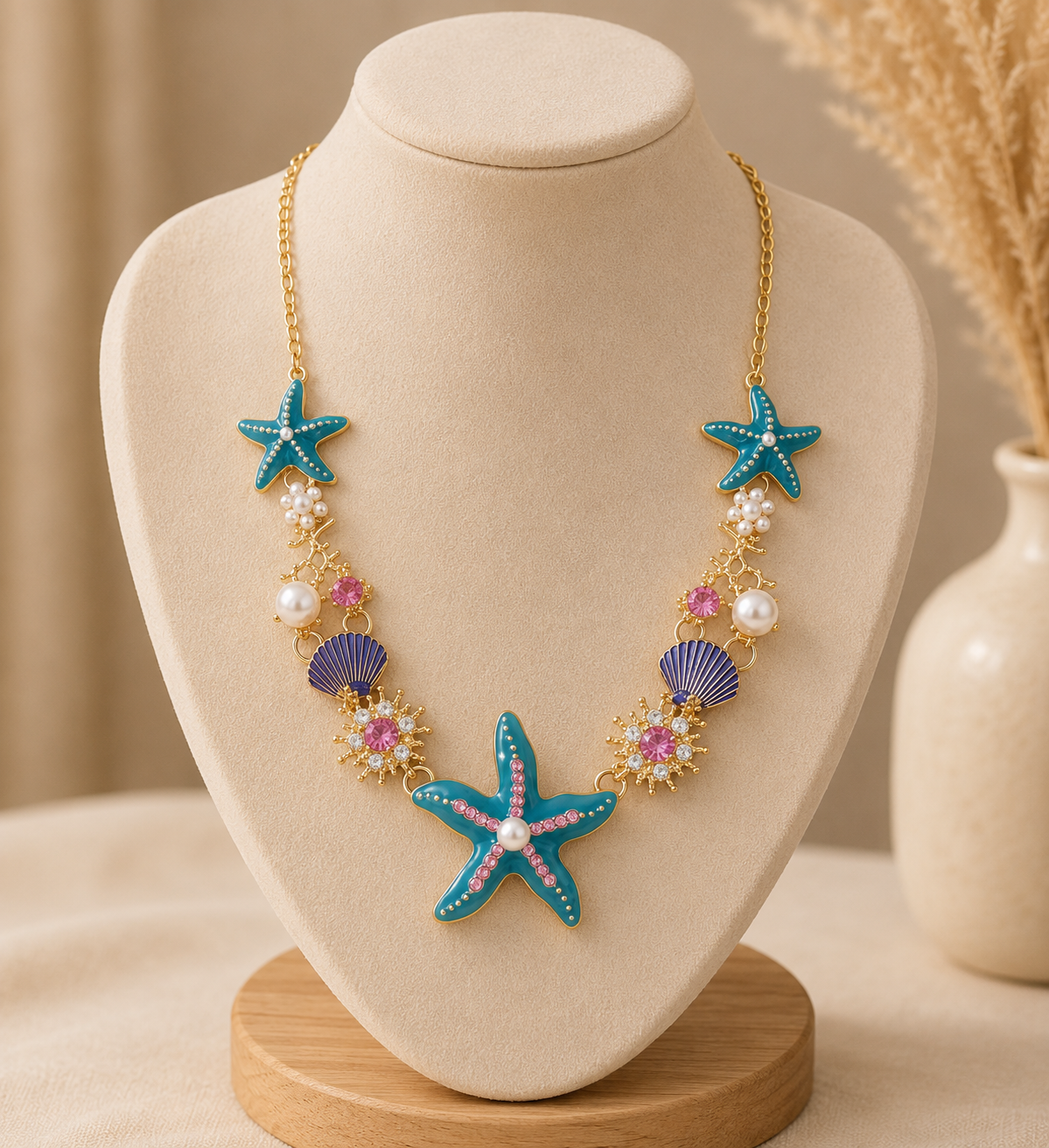 Blue Starfish Summer Necklace
