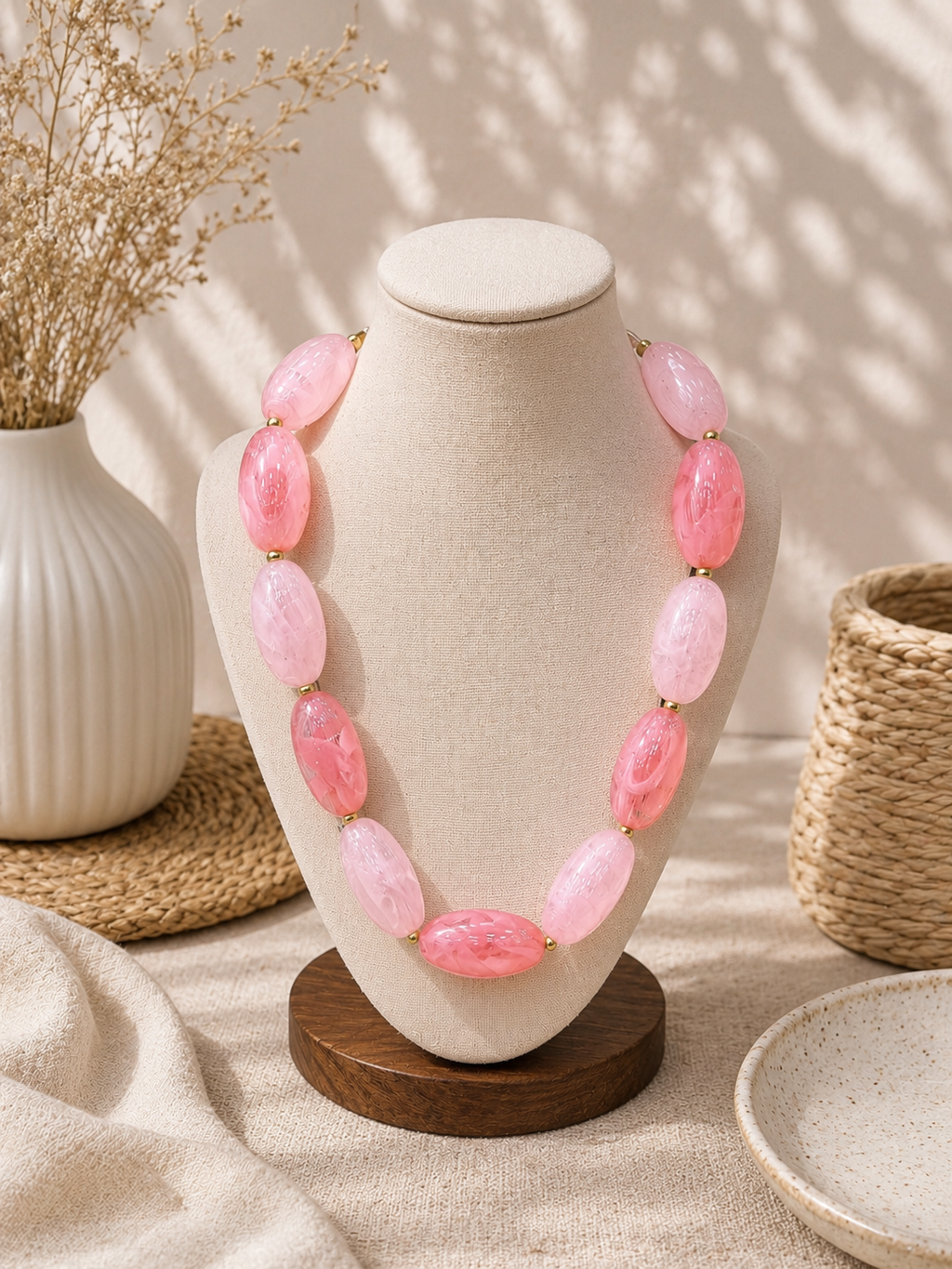 Pink Large Beads Necklace