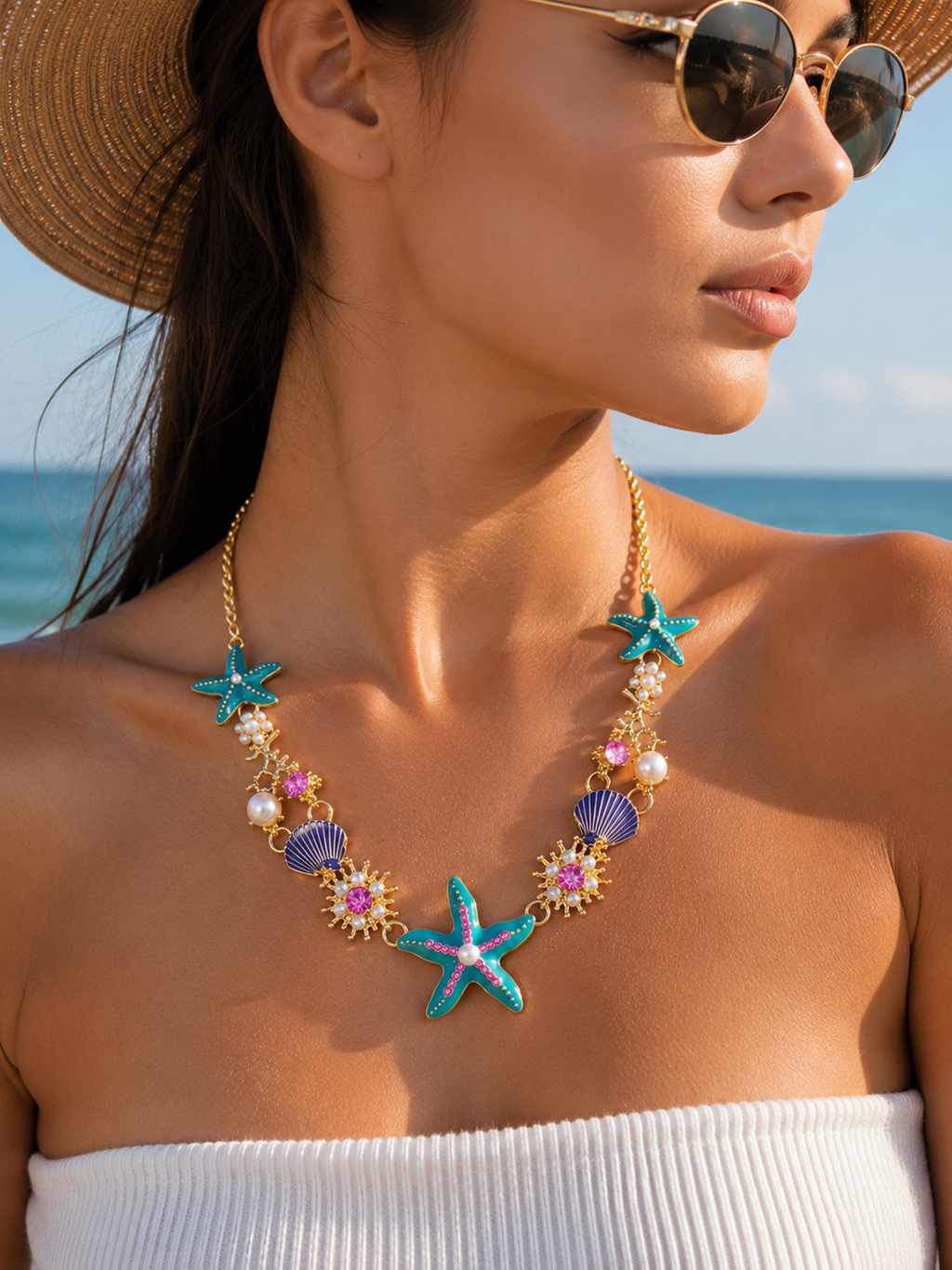 Blue Starfish Summer Necklace