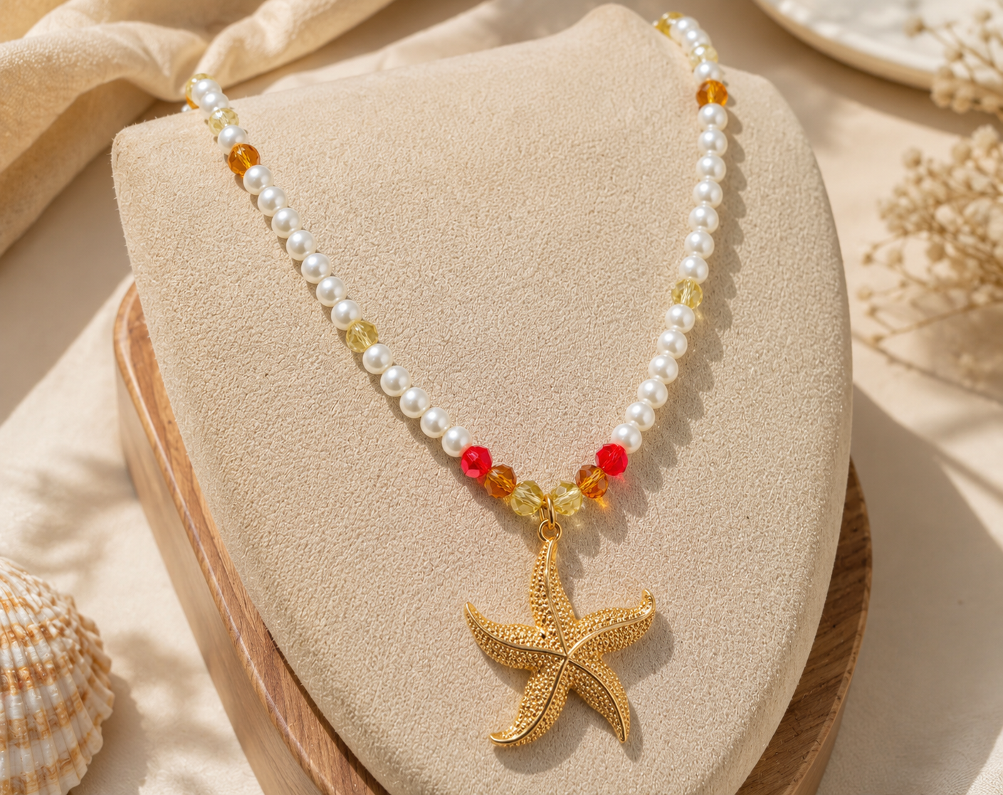 Pearl Gold Plated and Crystal Necklace