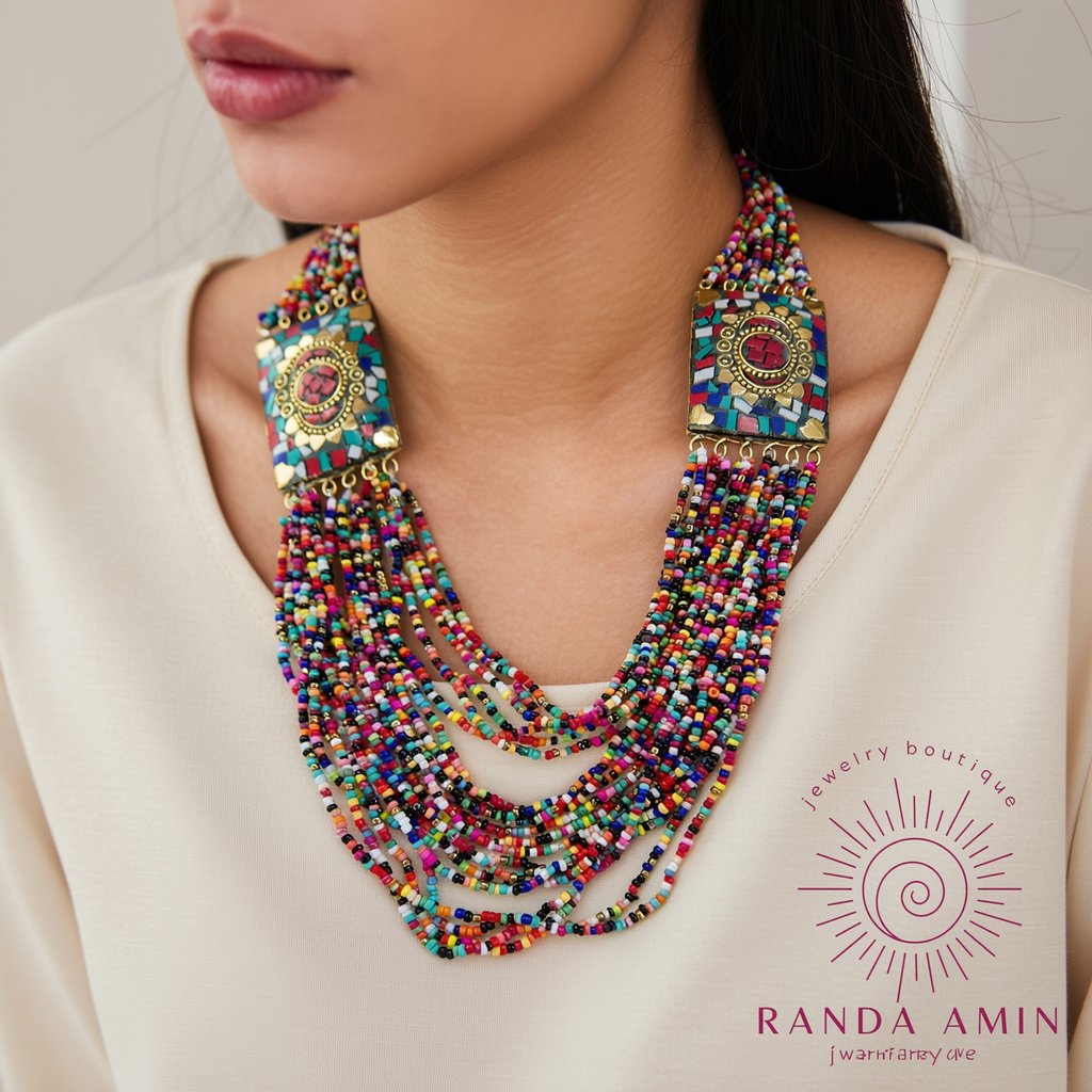 Indian Copper & Mosiac Necklace