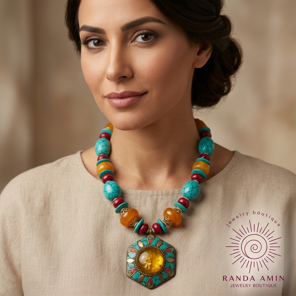 Indian Copper & Stones Necklace