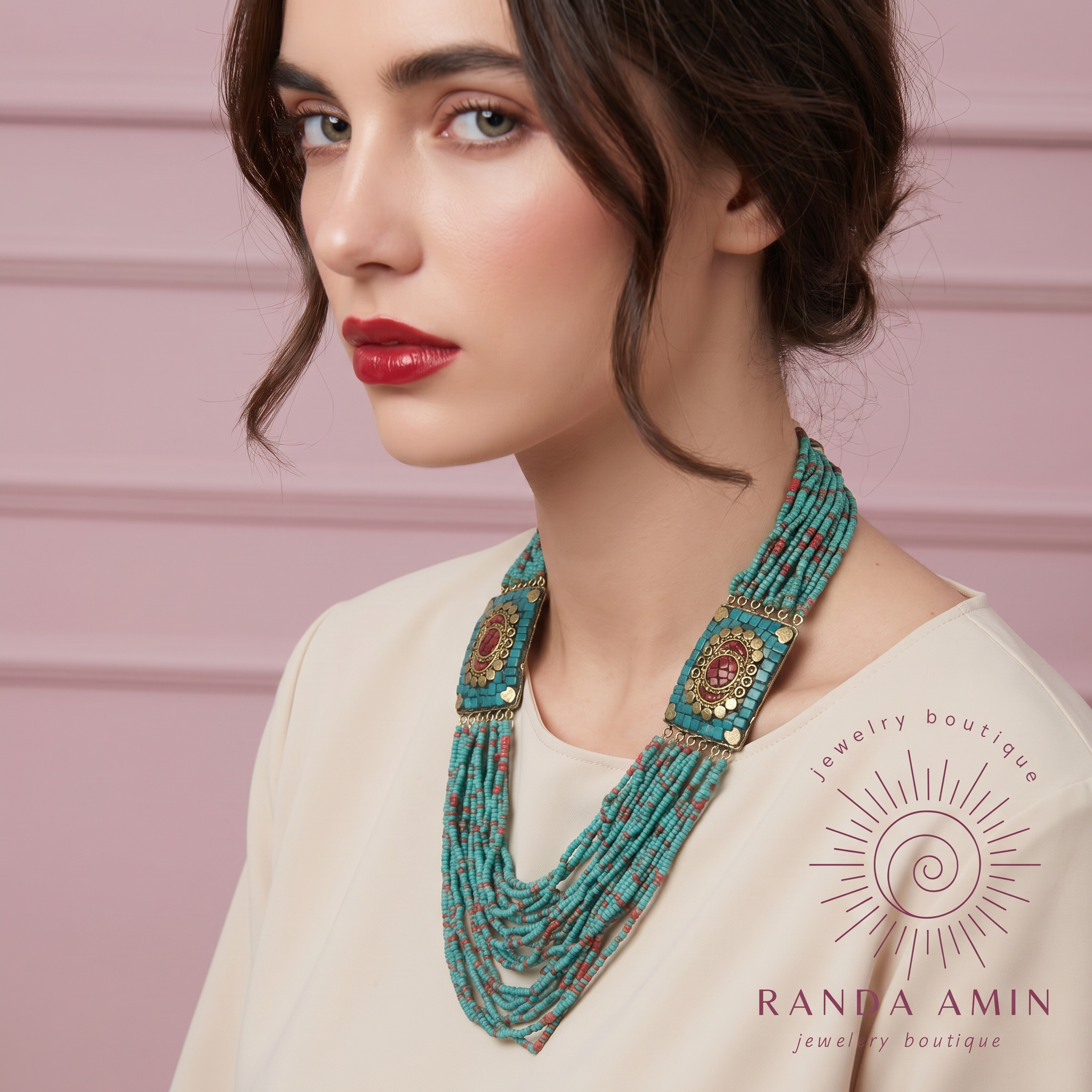 Indian Copper & Mosiac Necklace