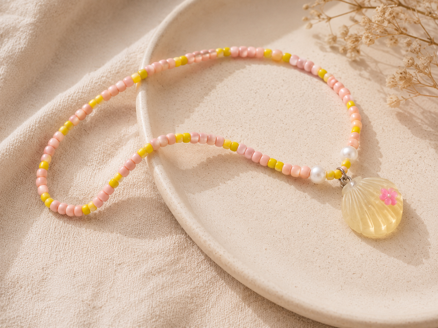 Peach and Yellow Necklace