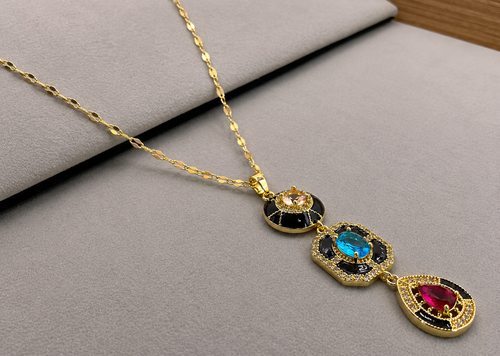 Gold Plated Necklace with Zirconia