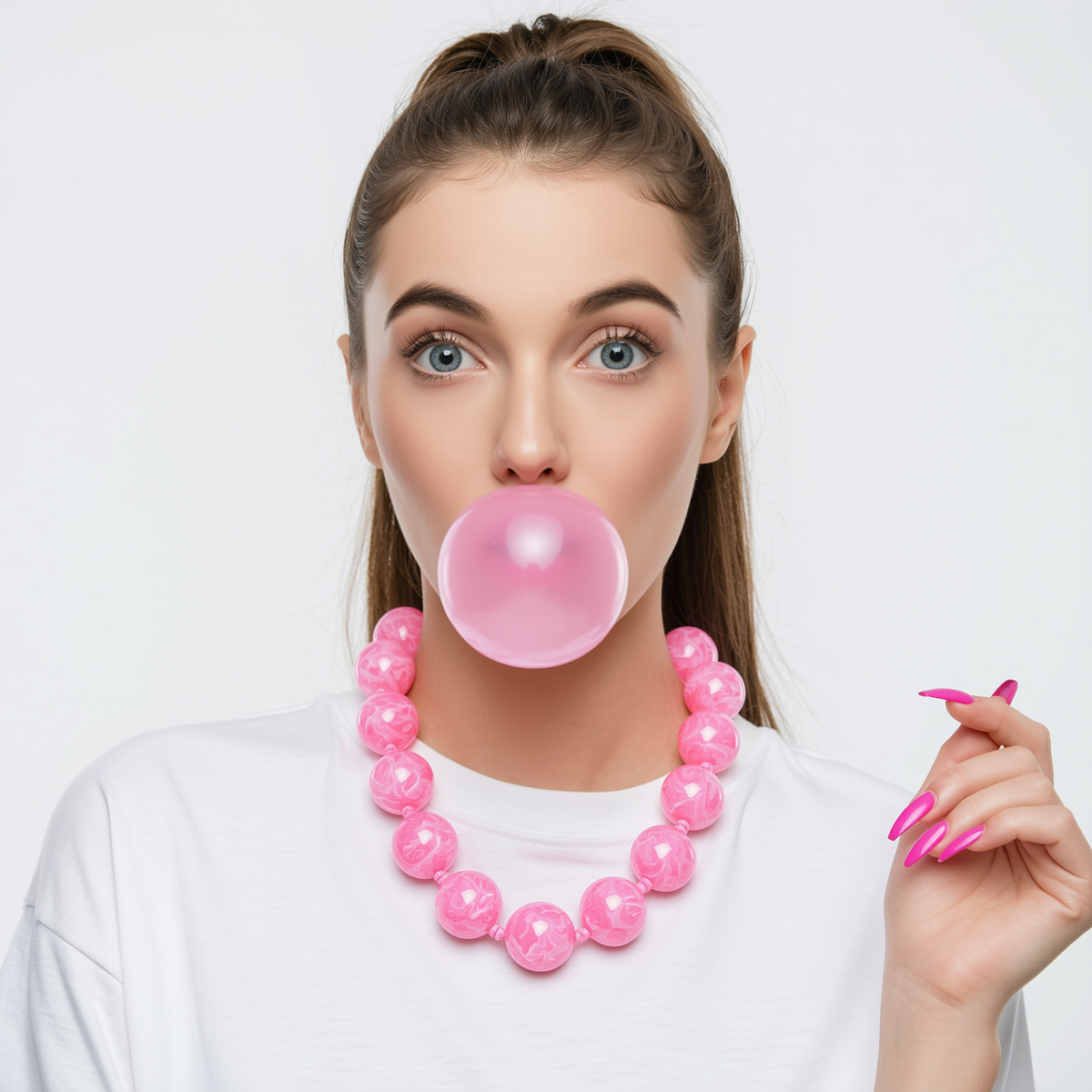 Large Pink Beads Necklace