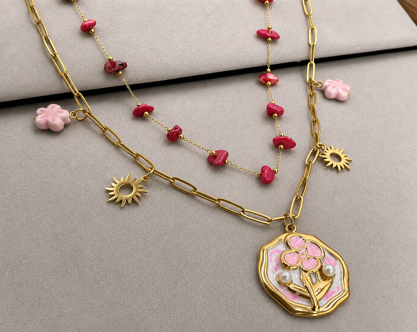 Gold Plated Colorful Necklace