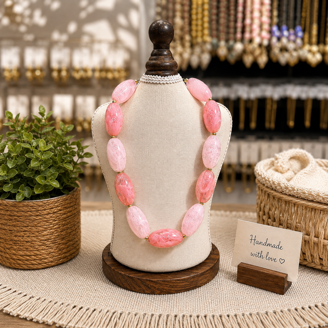 Pink Large Beads Necklace