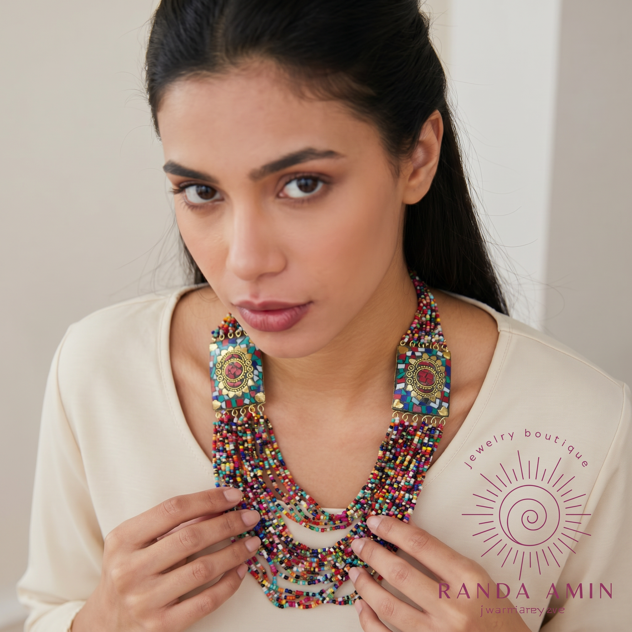 Indian Copper & Mosiac Necklace