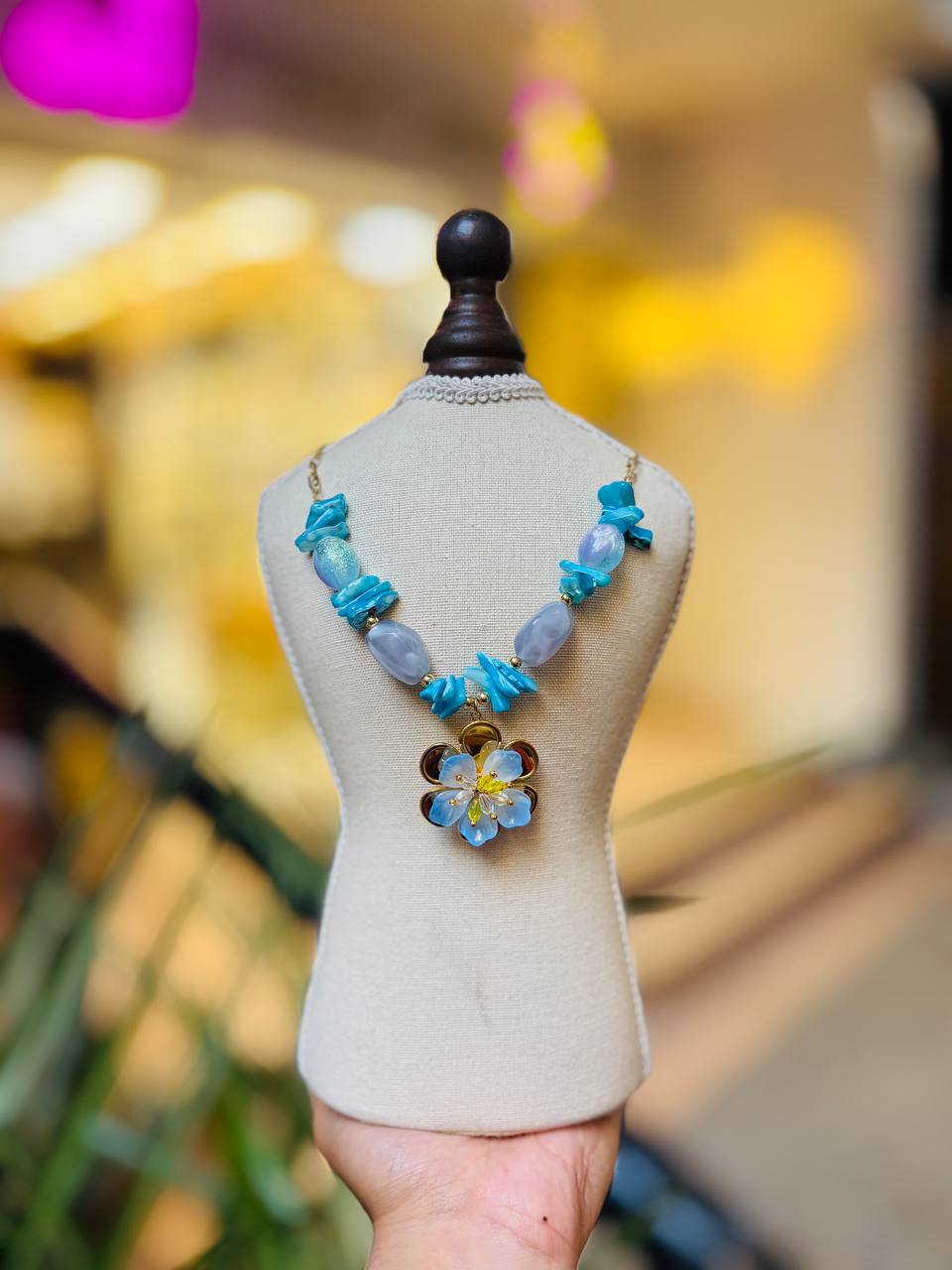 Blue Glitter Necklace