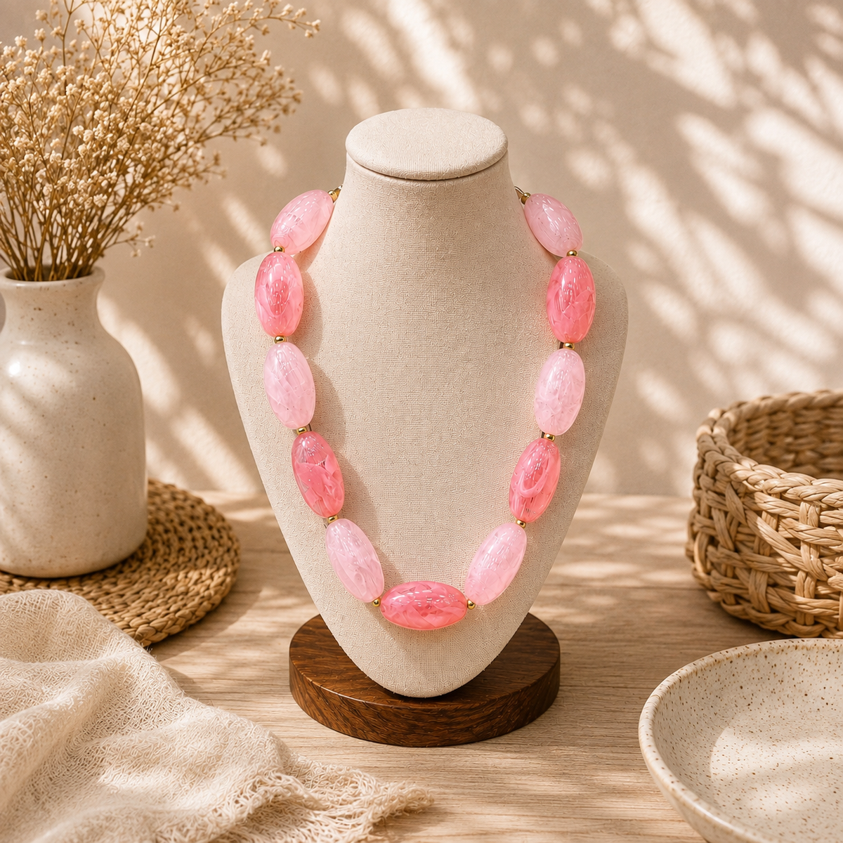 Pink Large Beads Necklace
