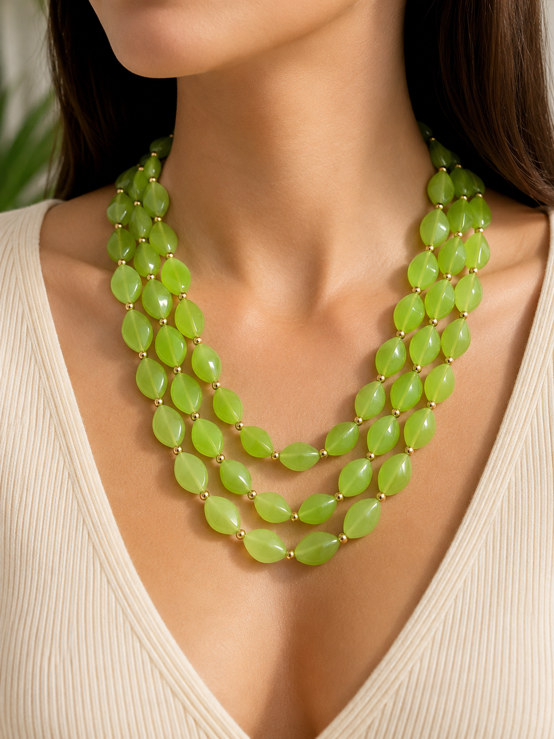 Lime Green Beaded Necklace