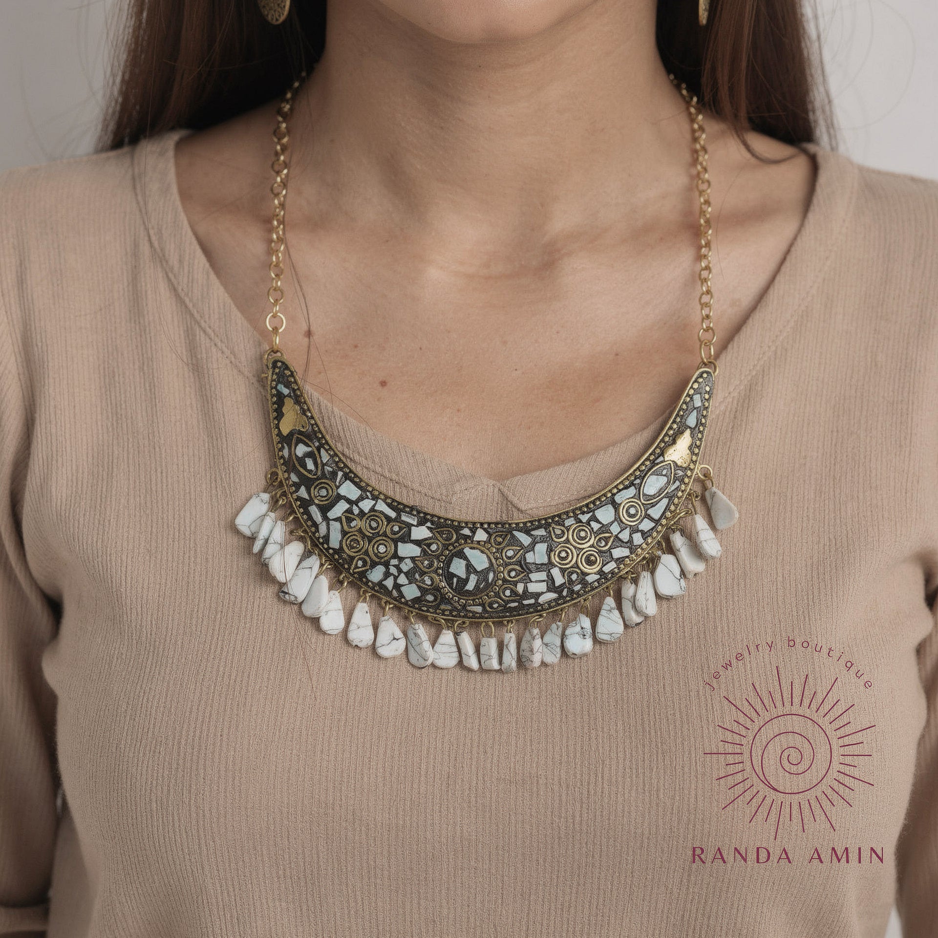 Indian Copper Mosiac Necklace