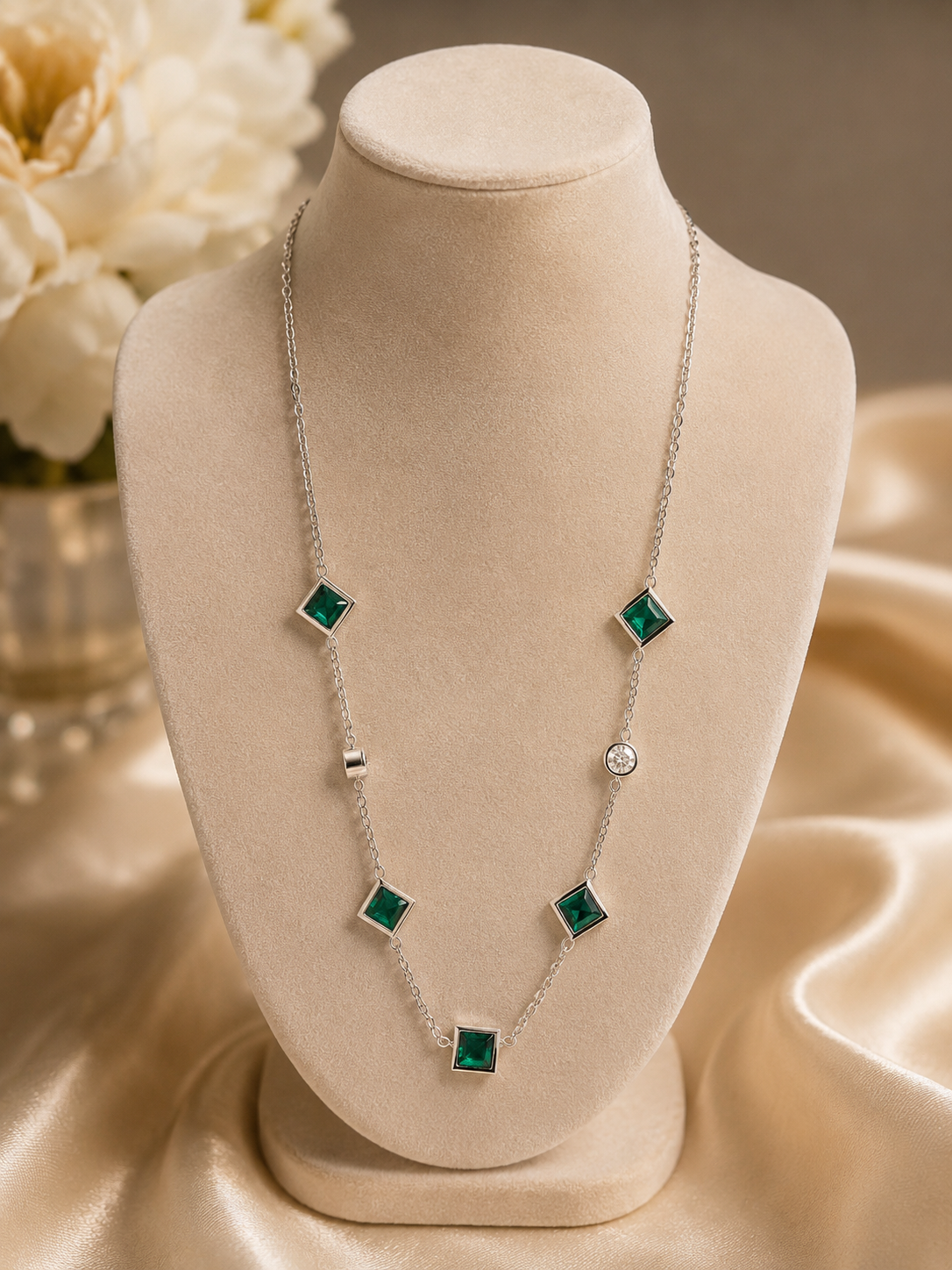 Gold Plated Green Zirconia Necklace