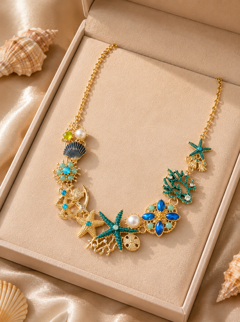 Blue Starfish Summer Necklace