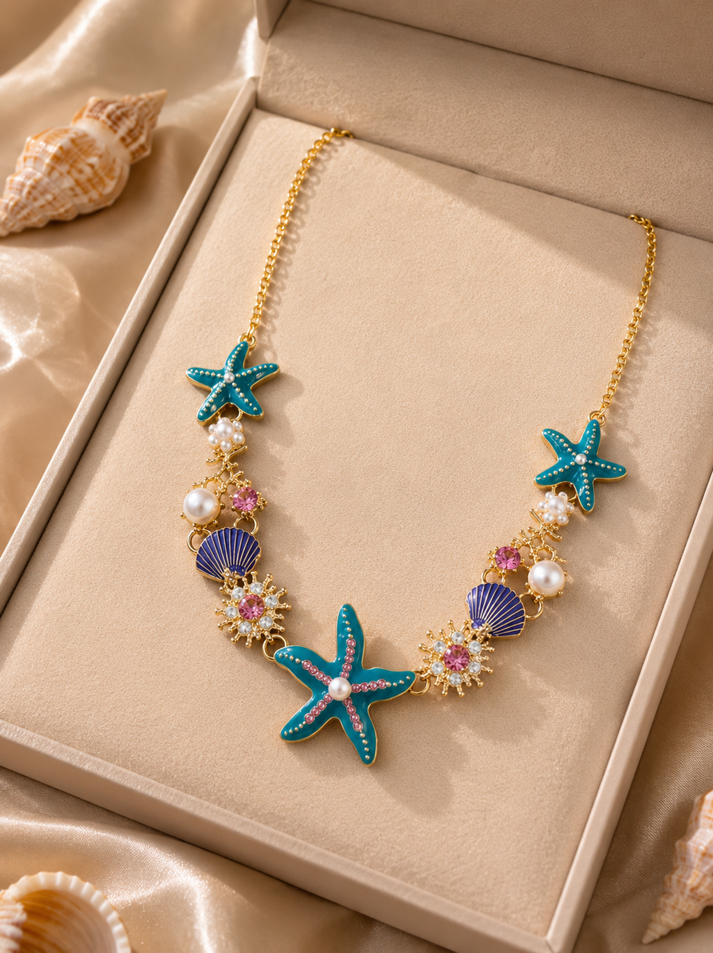Blue Starfish Summer Necklace