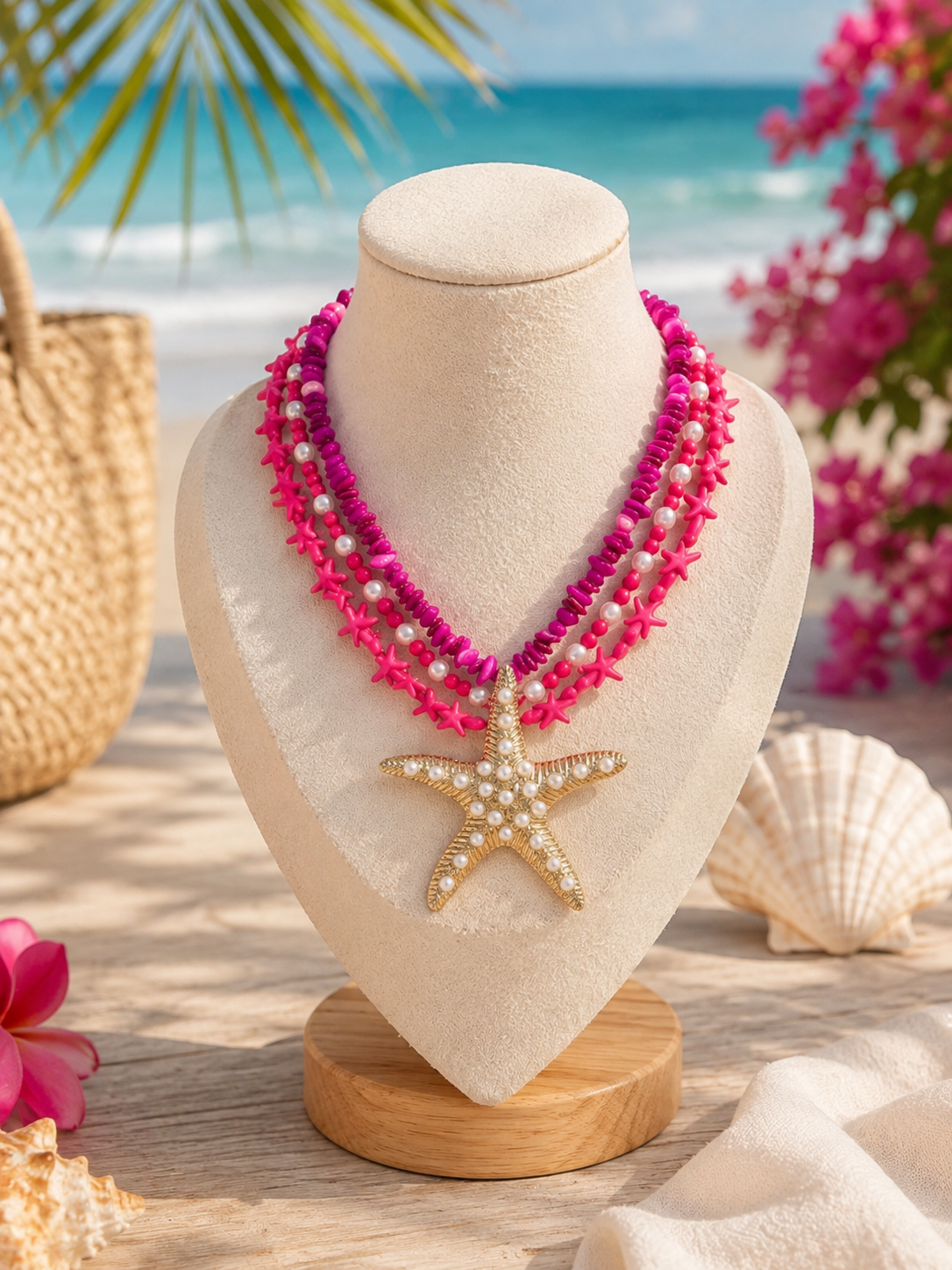 Hot Pink Starfish Necklace