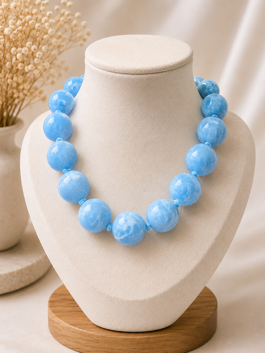 Large Sky Blue Beads Necklace