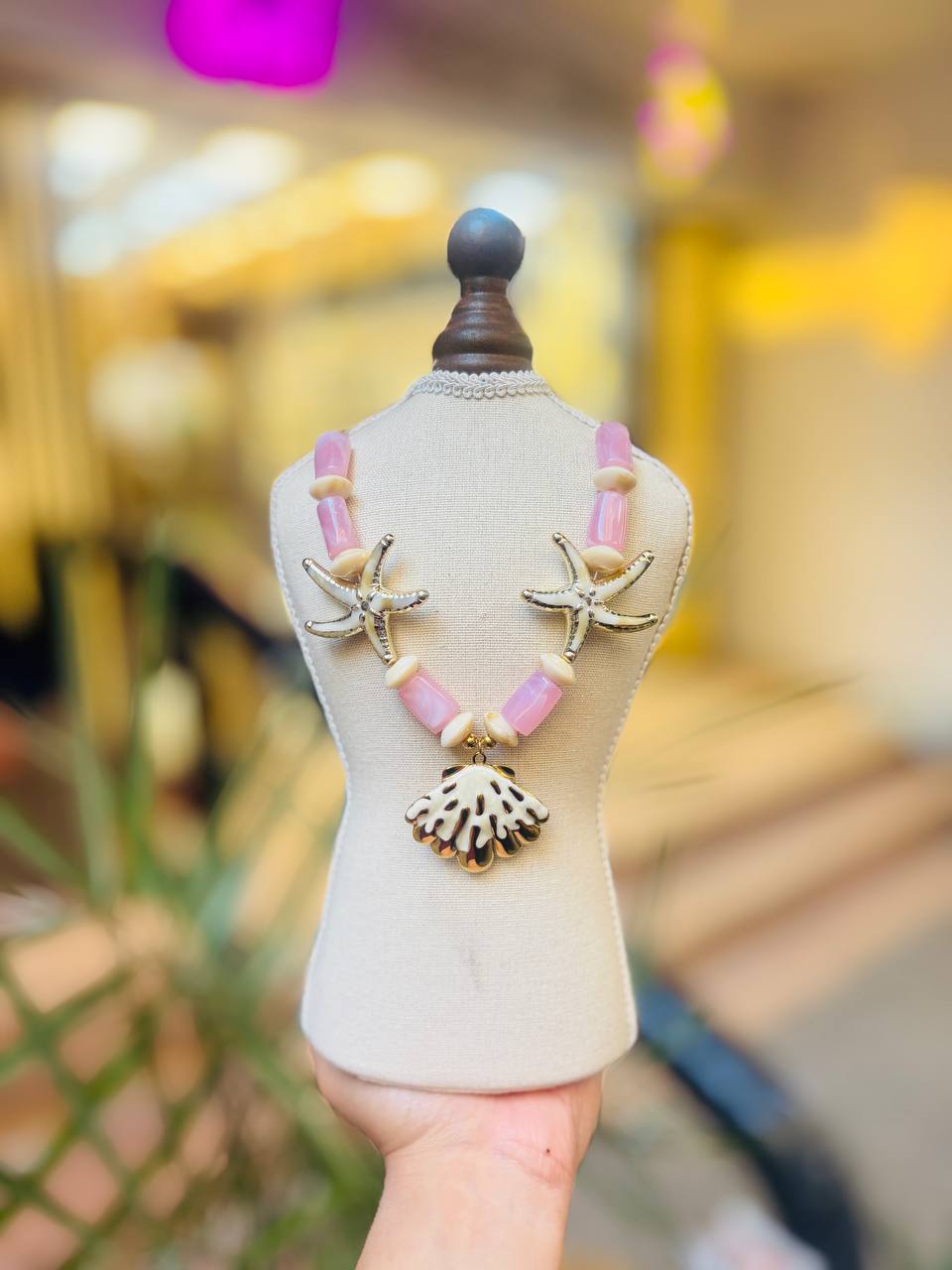 Pink Starfish & Seashell Necklace