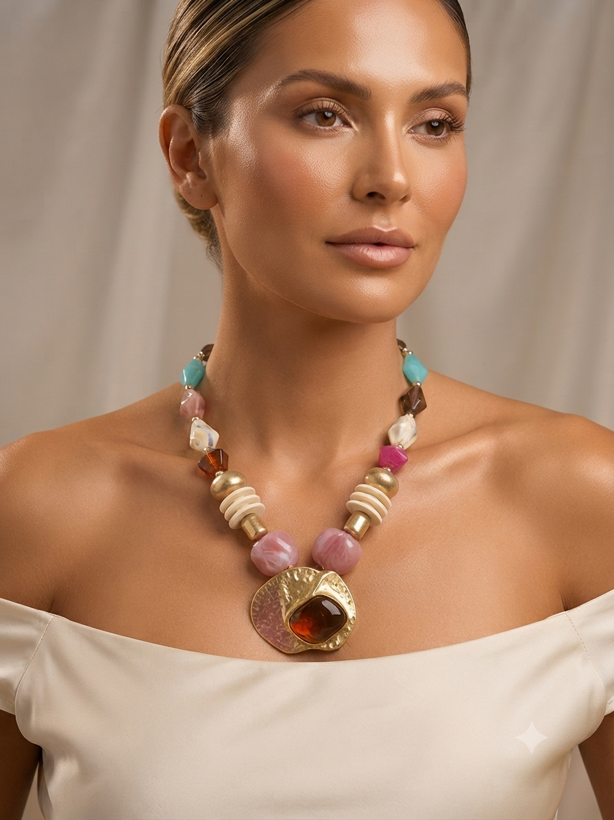 Stones and Brass Necklace