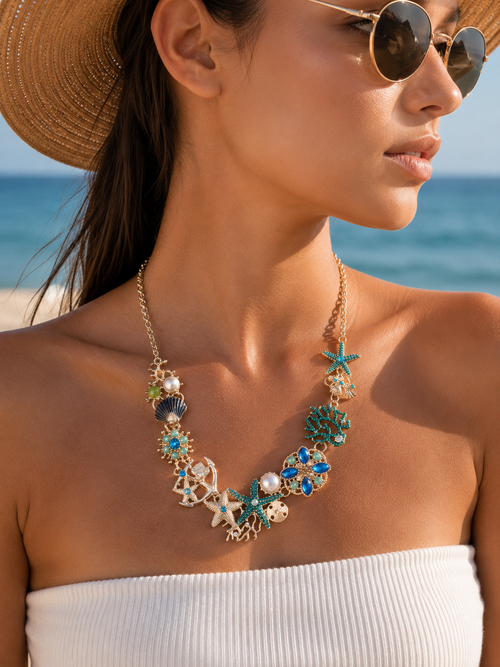 Blue Starfish Summer Necklace