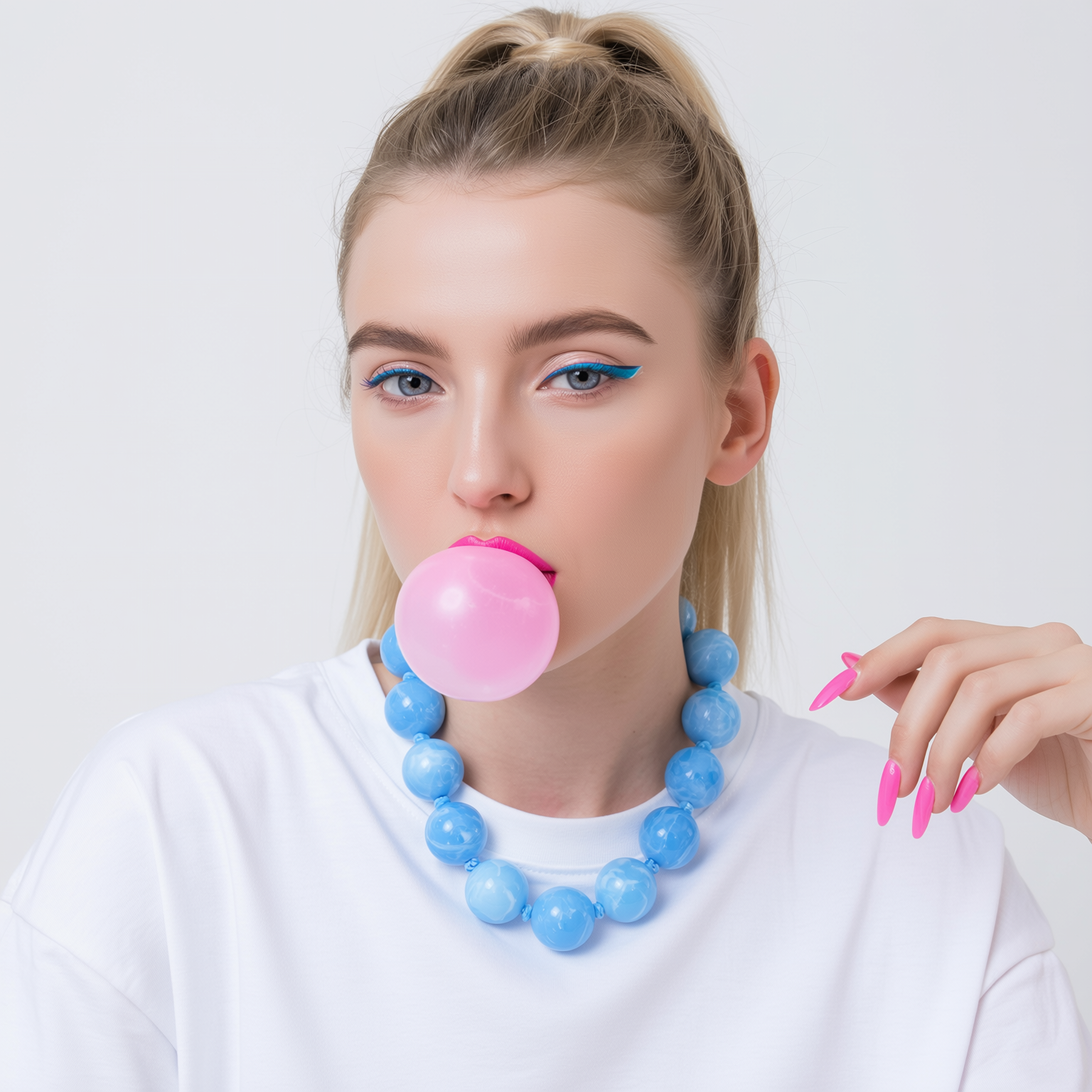 Large Sky Blue Beads Necklace