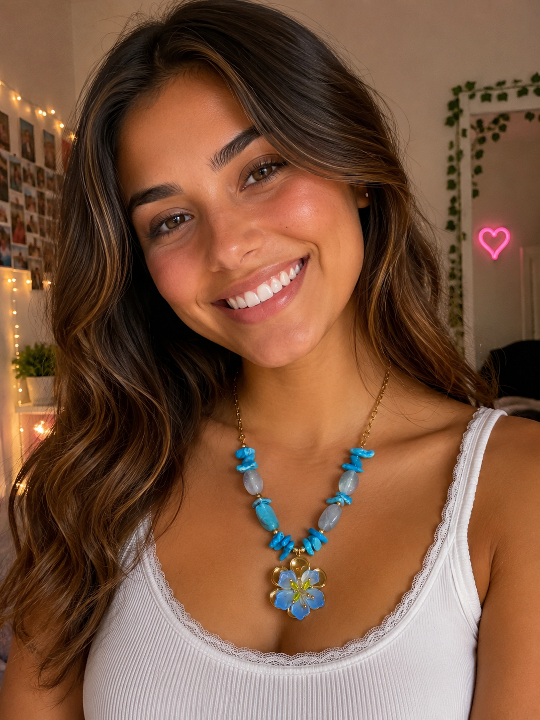 Blue Glitter Necklace