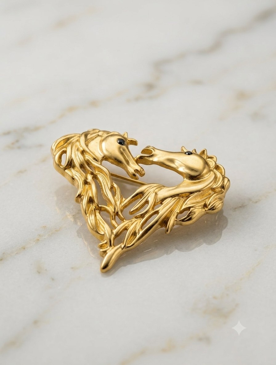 Horse Gold Plated Broche